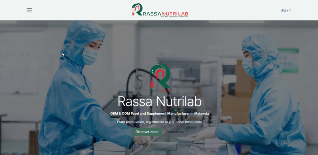 Rassanutrilab corporate website designed by WebPro Solutions MY