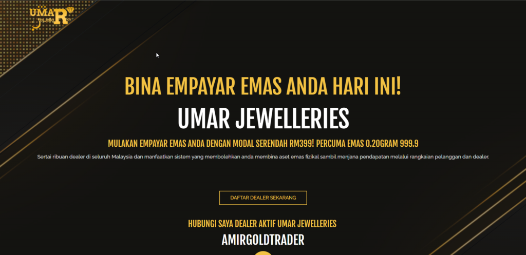 Umar Jewelleries corporate website designed by WebPro Solutions MY