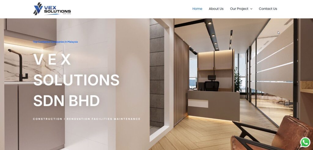 Vex Solutions corporate website designed by WebPro Solutions MY